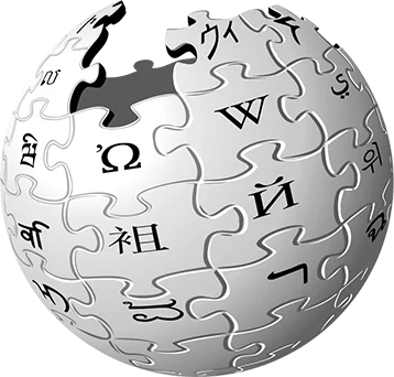 The official Wikipedia logo, a globe composed of jigsaw puzzle pieces with various characters from different writing systems, on a transparent background.
